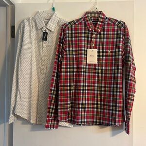 2 teenager button down shirts- EXPRESS EXTRA SLIM XS & HUGH & CRYE SKINNY SIZE 1